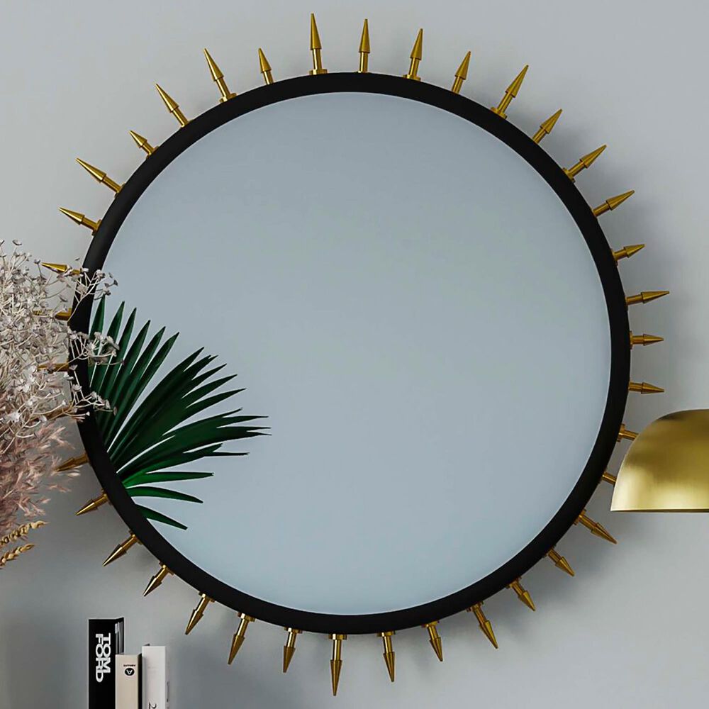 Tov Furniture Dagger Mirror in Black and Gold, , large