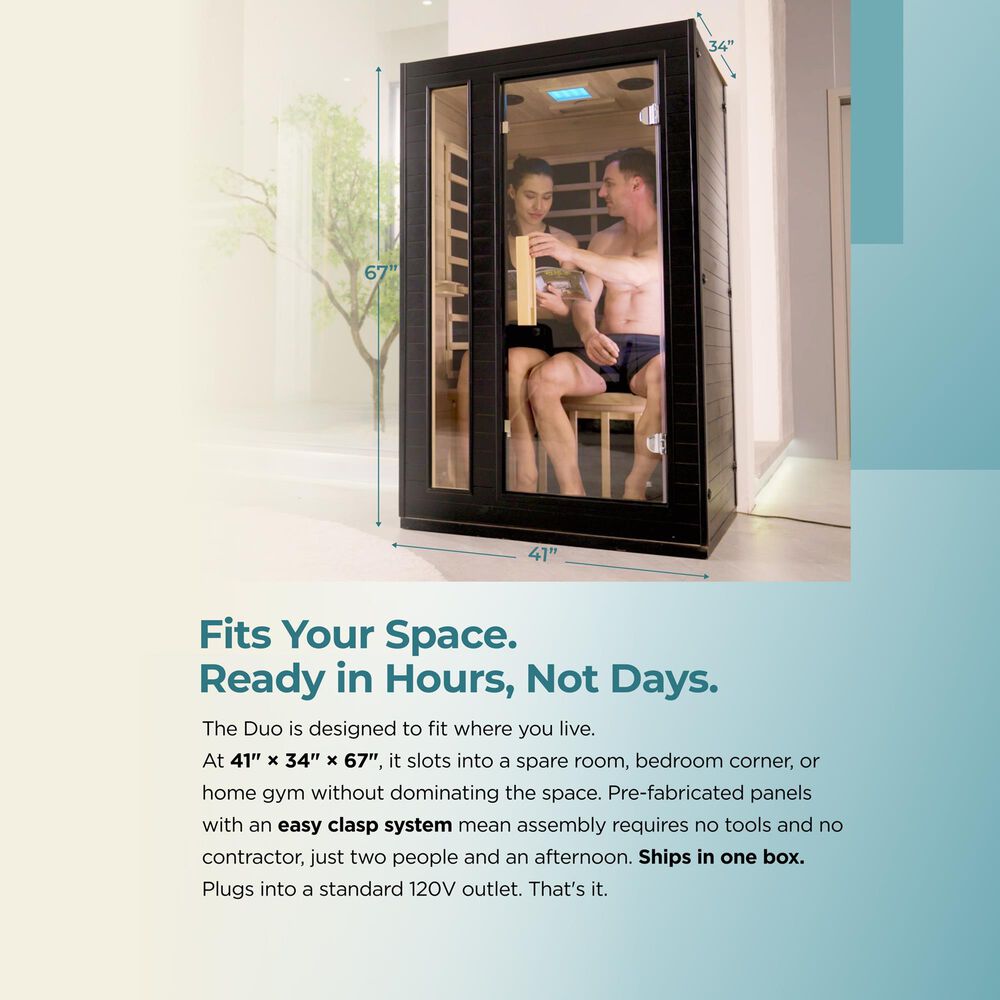 EZlife 2-Person Hemlock Sauna with Low EMF Mica Heater in Charcoal Gray, , large