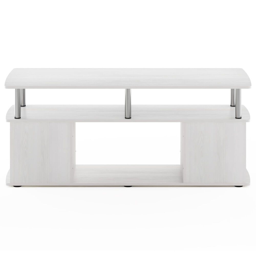 HOMLUX 47.2" Utility Design TV Stand with Open Storage Bookshelf in White Oak and Stainless Steel, , large