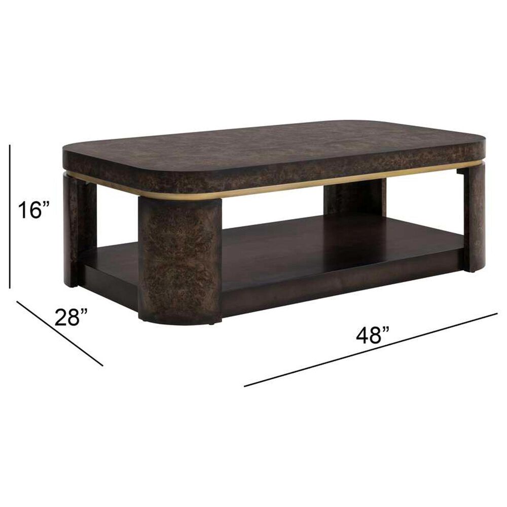 Bassett Mirror Company Langford Coffee Table in Rich Ebonized and Gold, , large