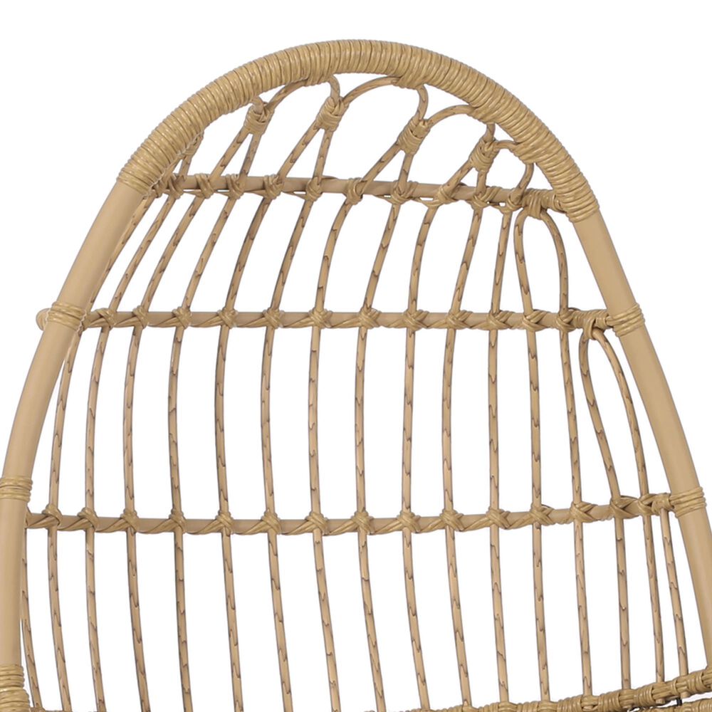 Hearth and Haven Elon Cocoon Outdoor Chair with Light Brown Cushion in Brown, , large