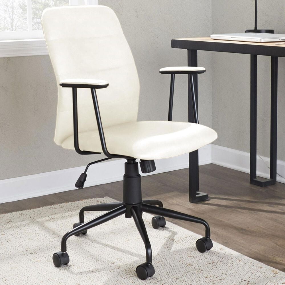 Lumisource Fredrick Office Chair with Cream Cushion in Black, , large