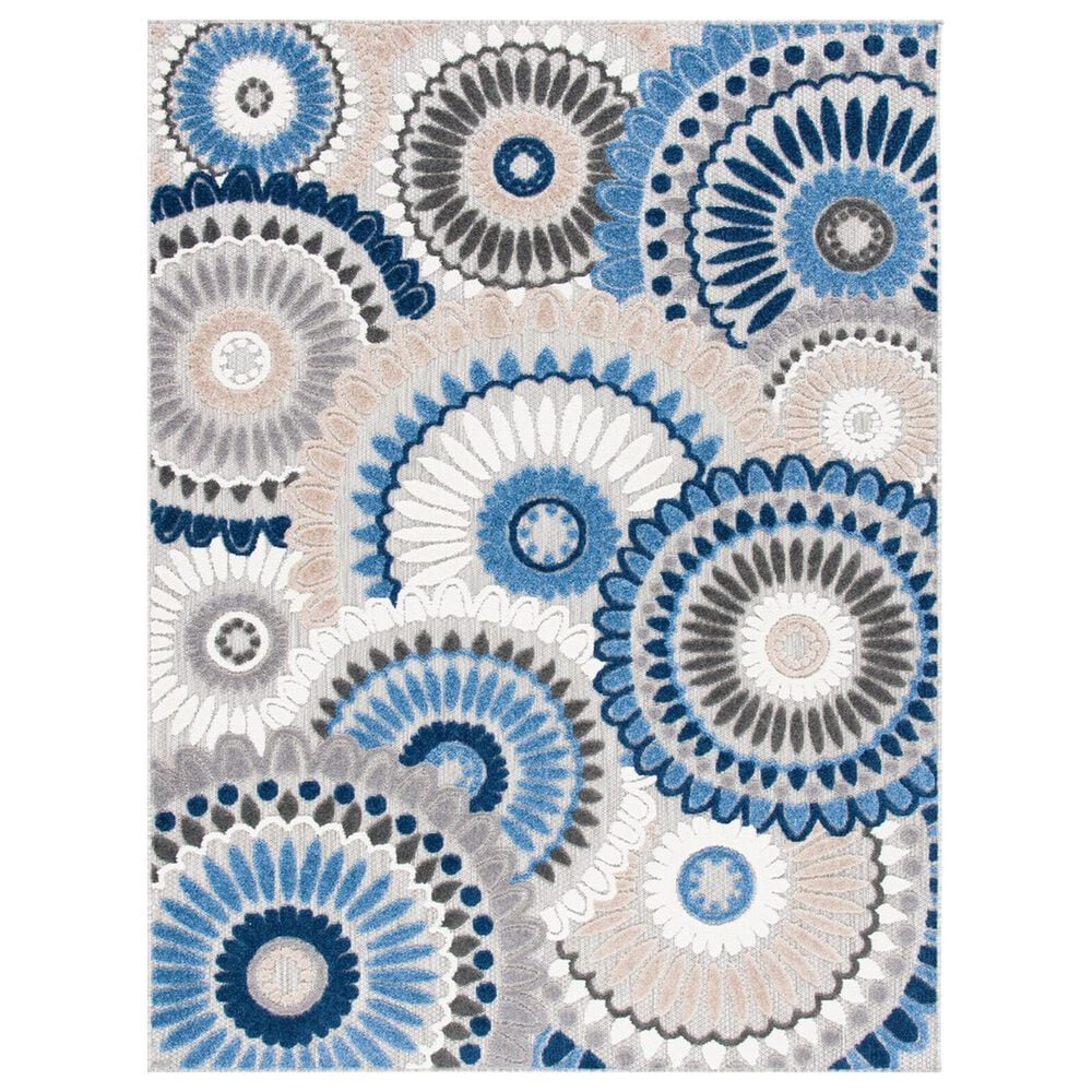 Safavieh Cabana CBN382G 6"7" x 9" Grey and Blue Indoor/Outdoor Area Performance Rug, , large