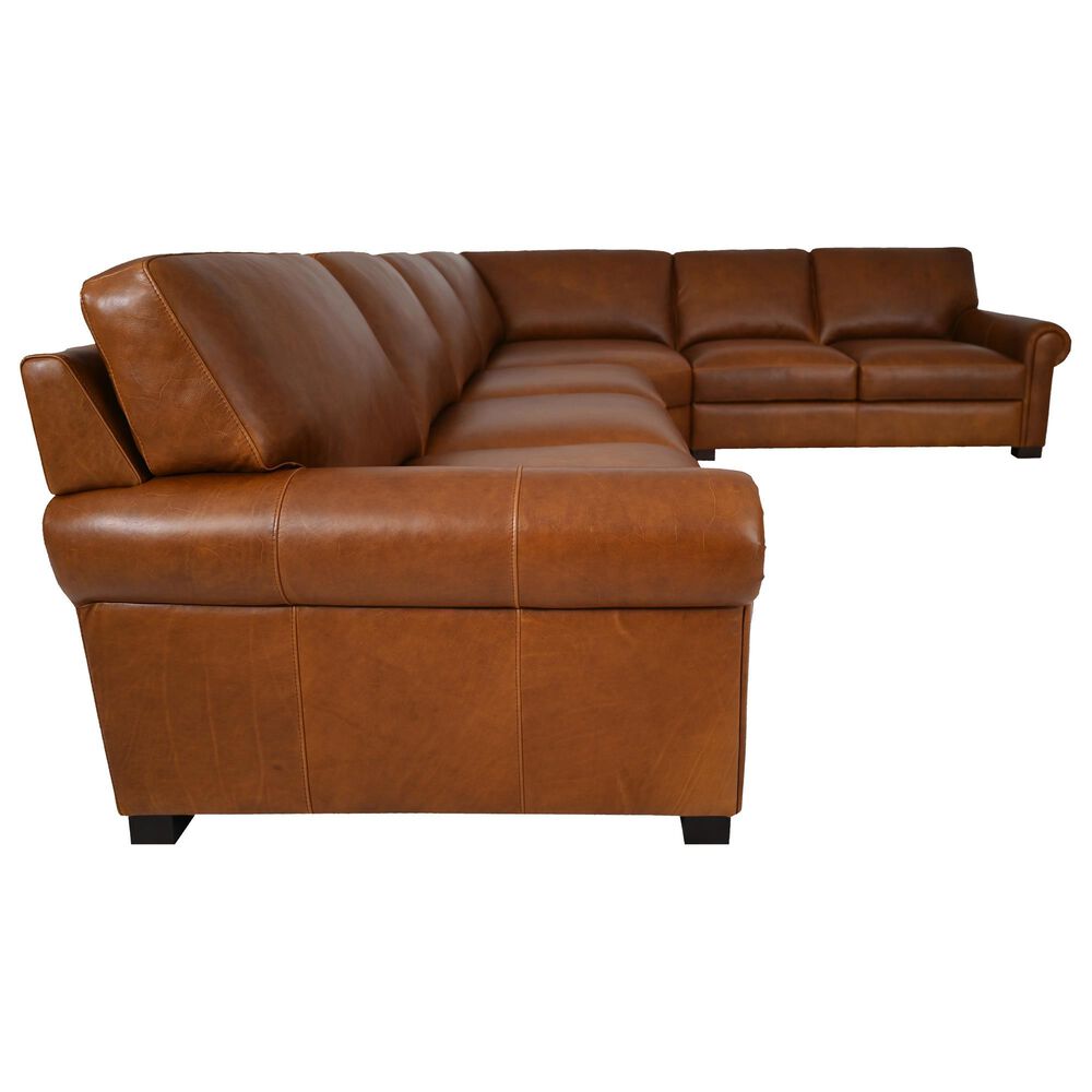 Bordeaux &amp; Co 4-Piece Leather Sectional in Leon Maple, , large