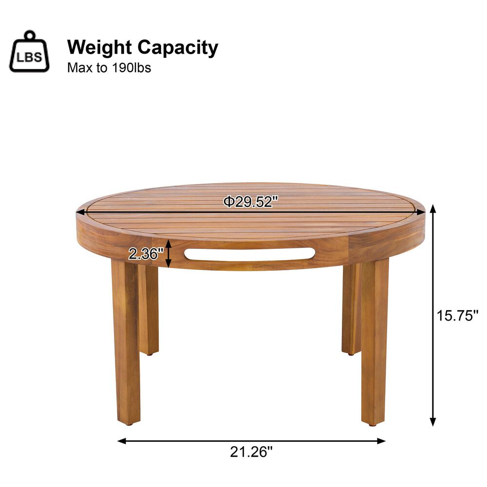 Hearth and Haven 2-Piece Outdoor Conversation Set with Cream Cushion in Light Teak, , large