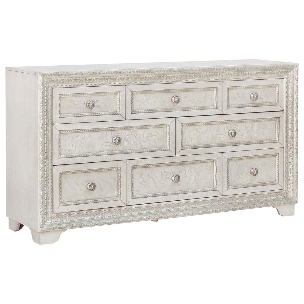 Pulaski Furniture Corp Camila Dresser and Mirror in White and Silver, , large