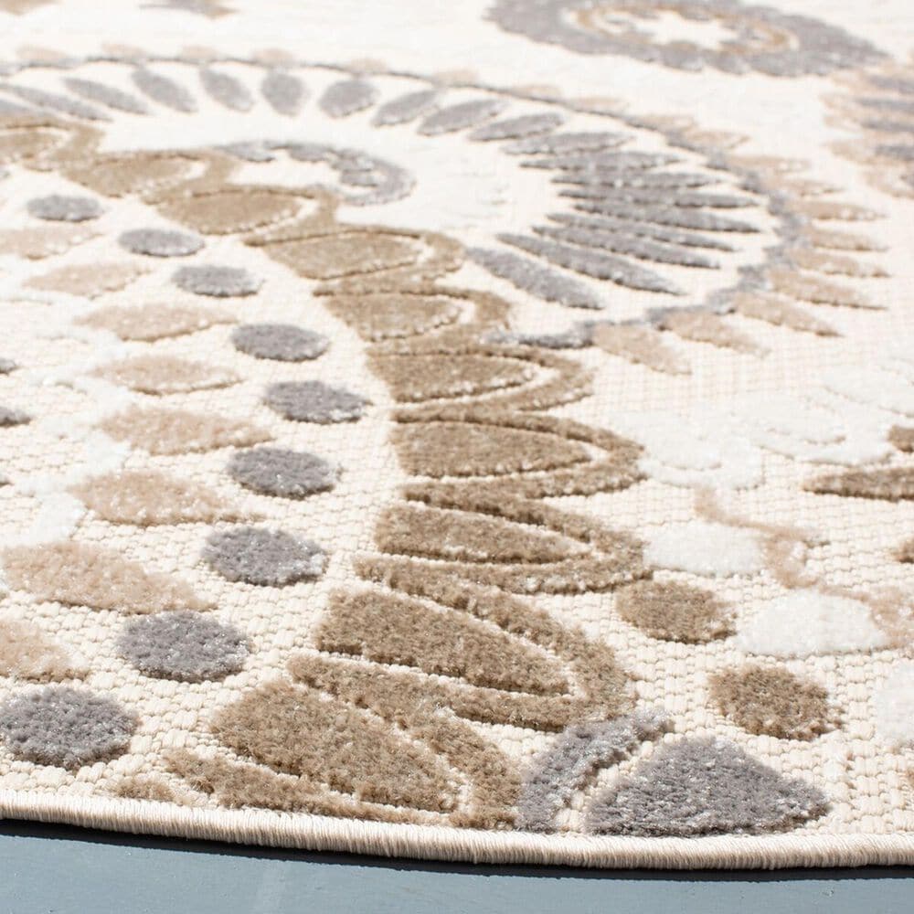 Safavieh Cabana CBN382F 6&#39;7&quot; Round Grey and Ivory Indoor/Outdoor Area Performance Rug, , large