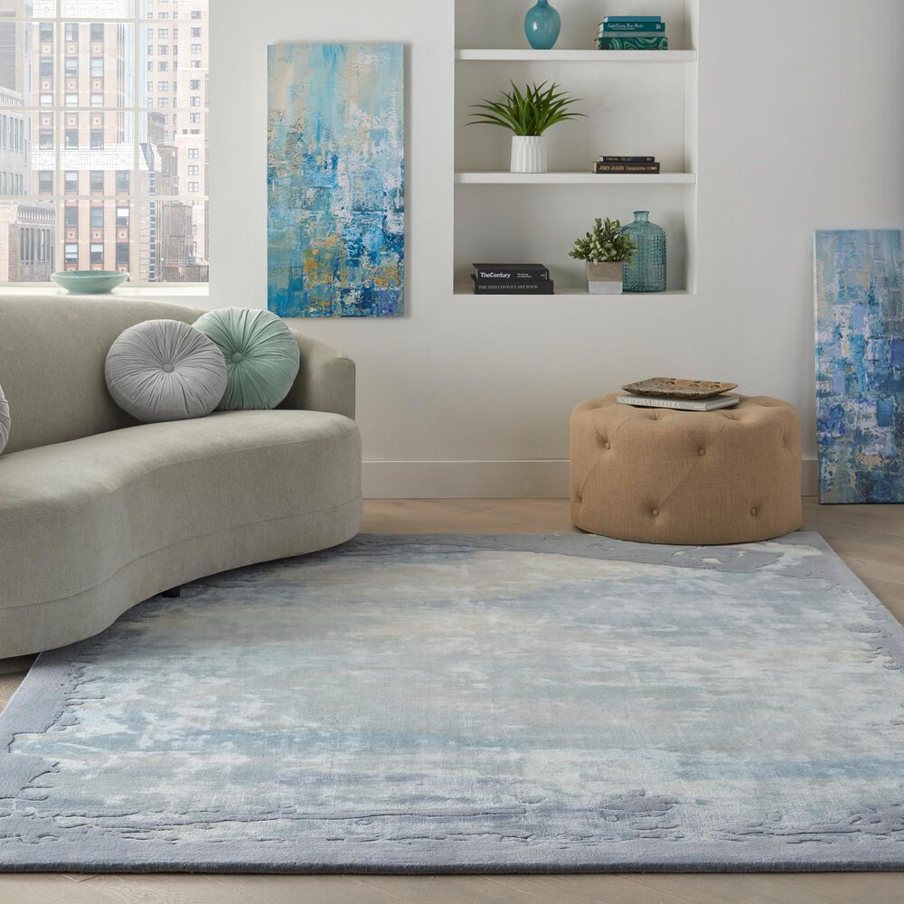 Nourison Prismatic PRS19 7'9" x 9'9" Seafoam and Silver Area Rug, , large