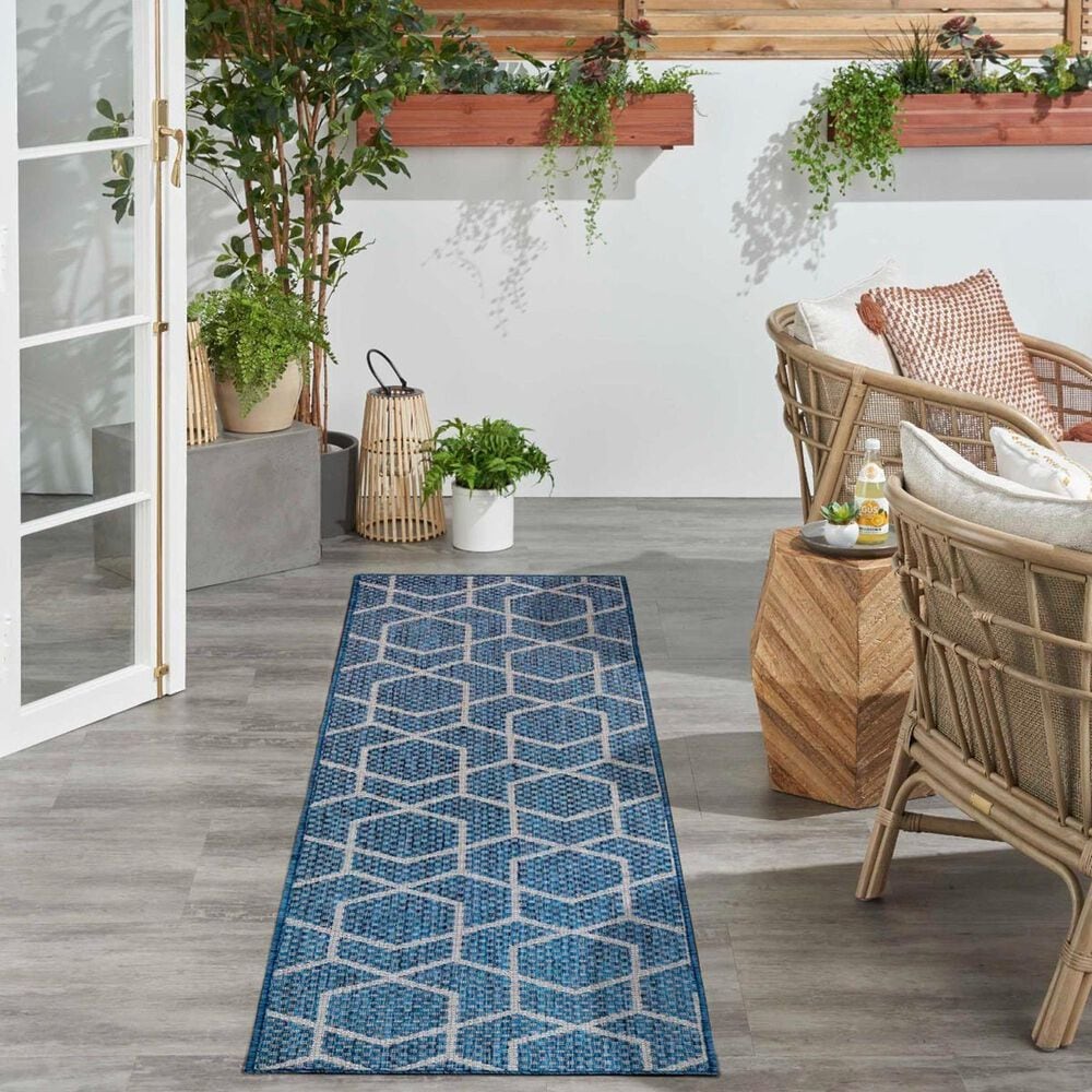 Nourison Horizon HOZ01 Denim 2&#39; x 6&#39; Indoor/Outdoor Runner, , large
