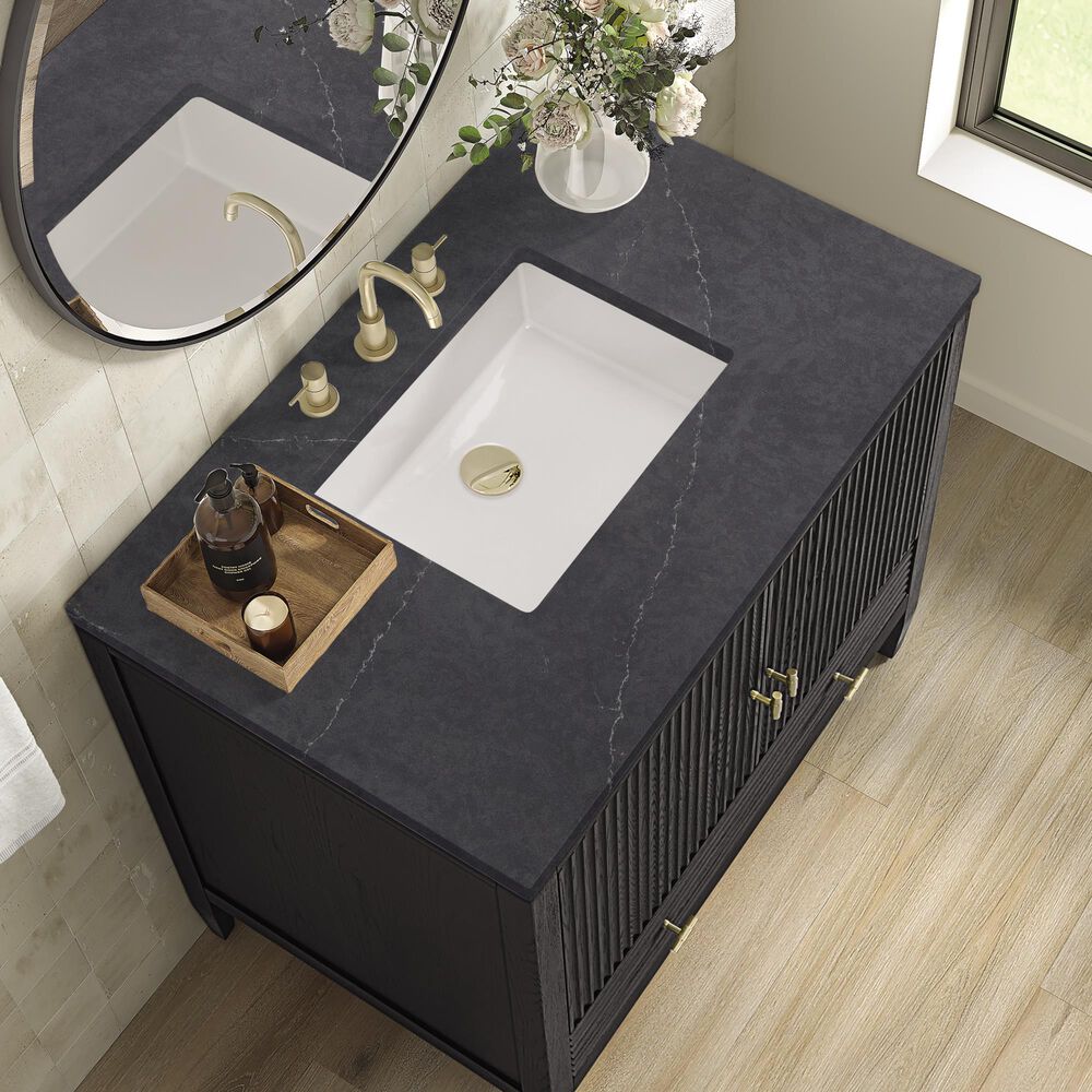 James Martin Vanities Myrrin 36&quot; Vanity in Carbon Oak with 3 cm Charcoal Soapstone Quartz Top, , large