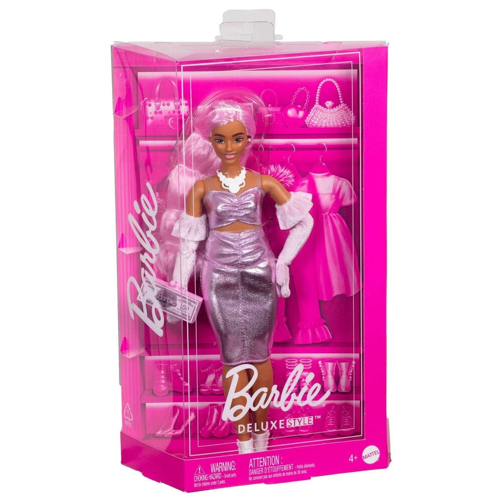 Barbie Deluxe Style Doll with Dress and Velvet Gloves in Pink, , large