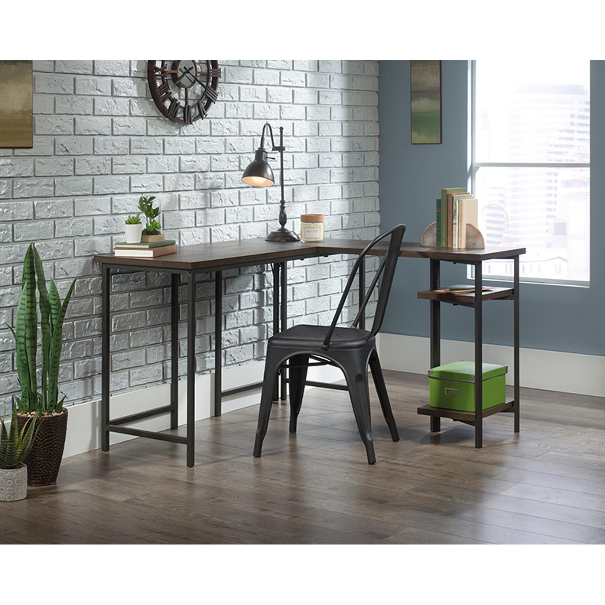 Sauder North Avenue L-Shaped Desk in Smoked Oak and Black | NFM