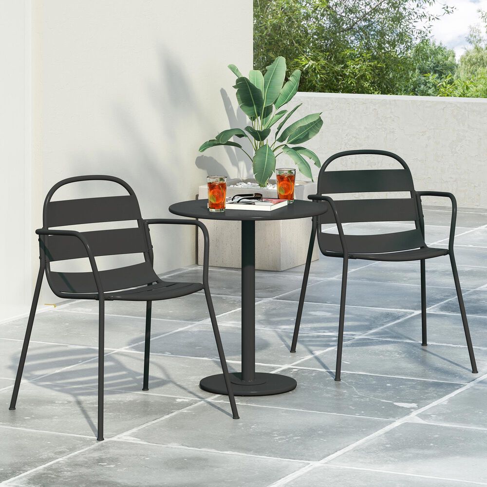 Hearth and Haven Terra Nova 3-Piece Outdoor Bistro Set in Matte Black, , large