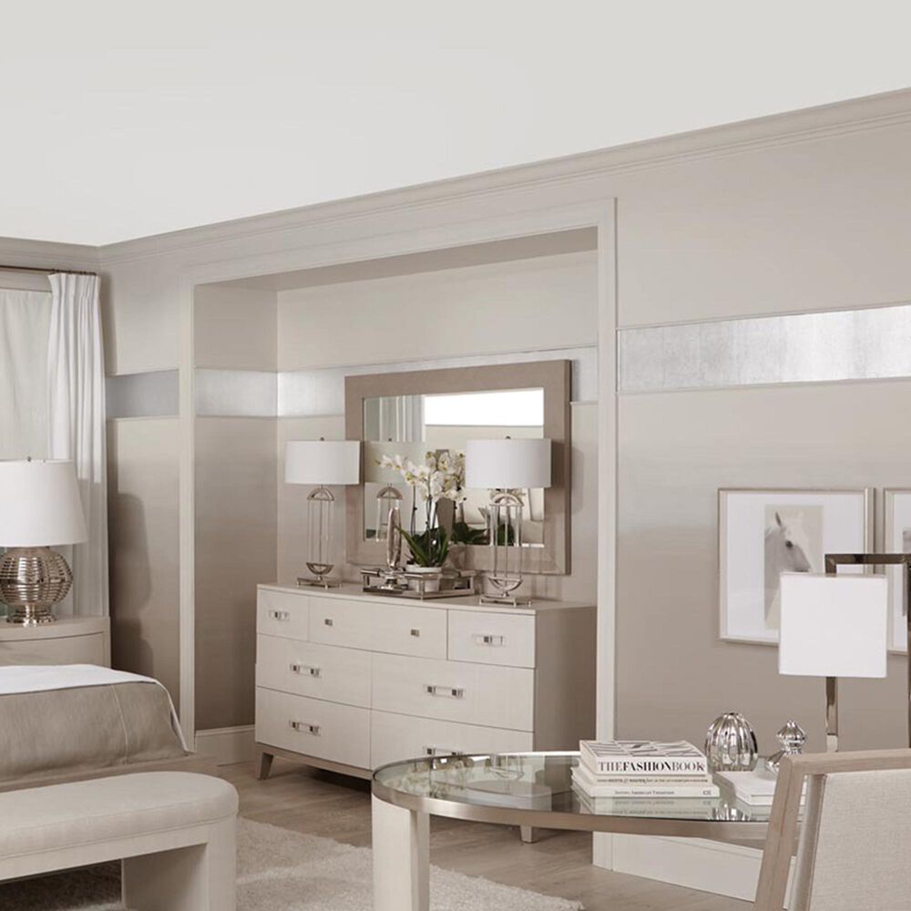 Bernhardt Axiom 7 Drawer Dresser in Linear White and Linear Gray, , large