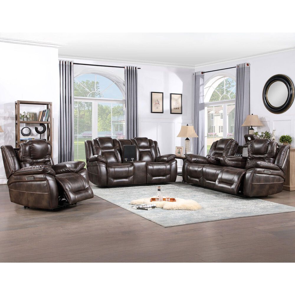 Steve Silver Oportuna Dual-Power Reclining Sofa with Drop-Down Table in Coffee, , large