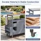 HOMLUX Farmhouse Rolling Outdoor Kitchen Cart with Stainless Steel Top in Blue Gray, , large
