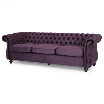 Noble House Somerville Stationary Sofa in Blackberry Velvet, , large