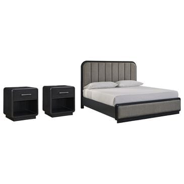 Millenium Rowanbeck King Bed and Two Nightstands in Black, , large