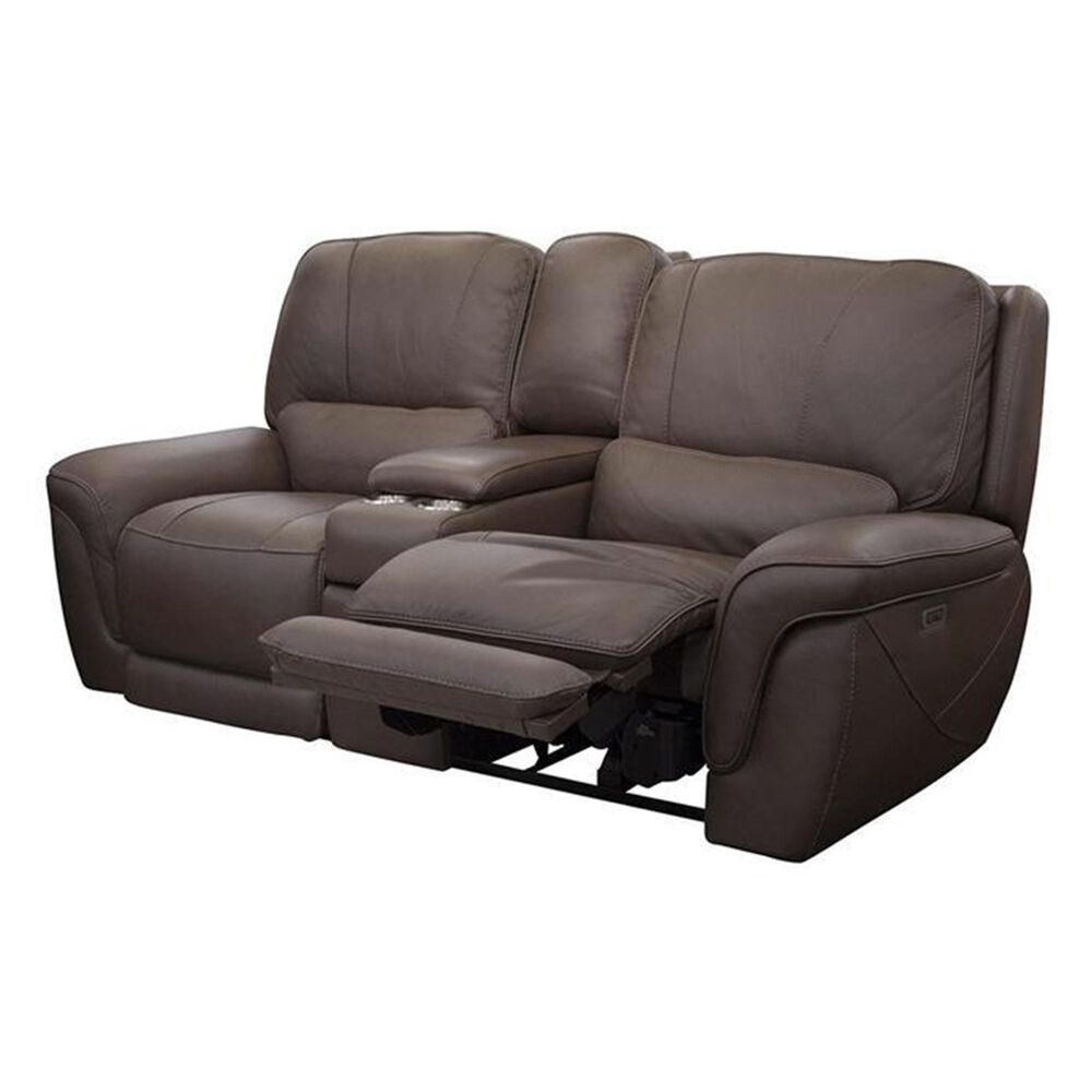 sienna designs power reclining loveseat with console and power headrest in monte carlo mushroom nebraska furniture mart