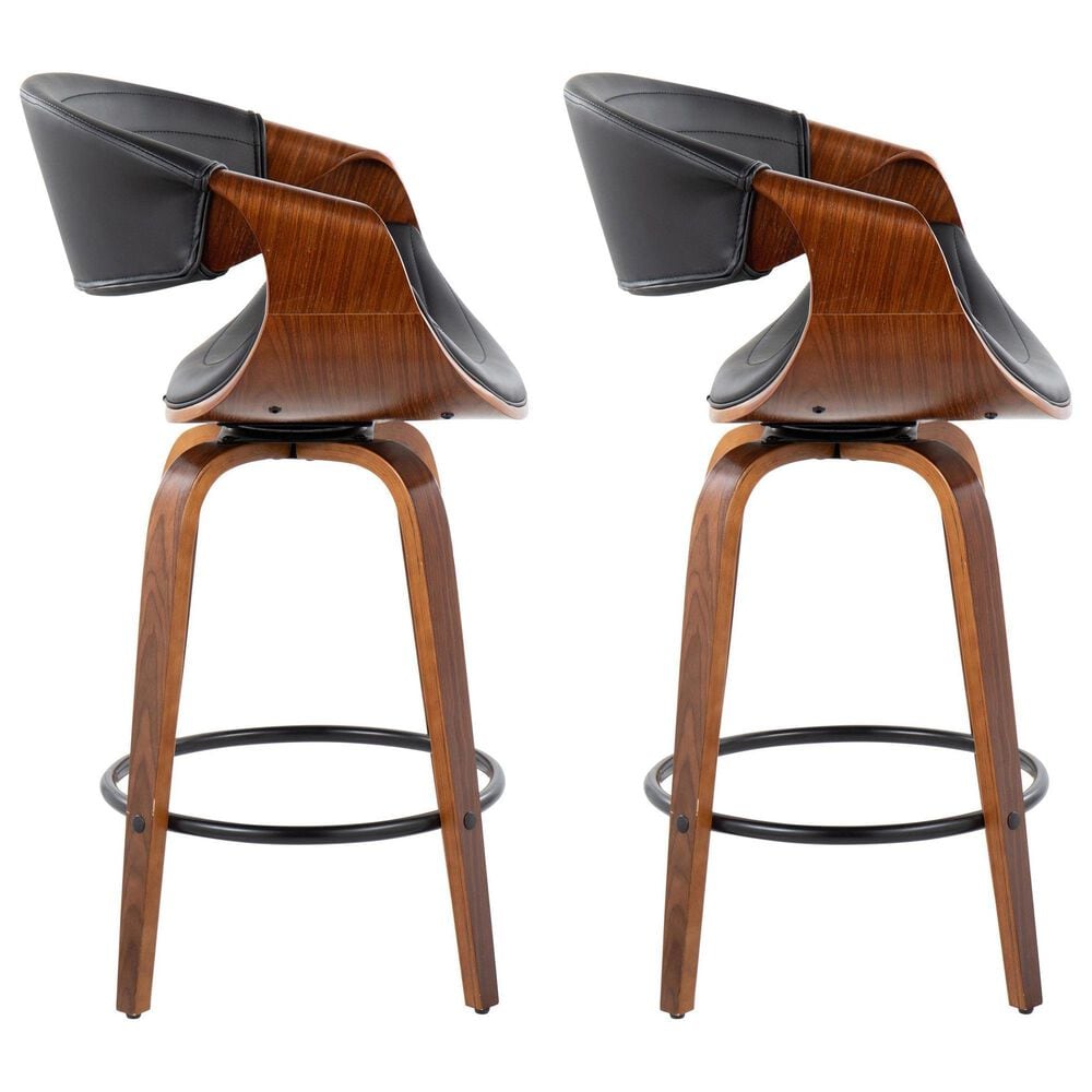 LumiSource Symphony 26" Counter Stool in Walnut and Black (Set of 2), , large