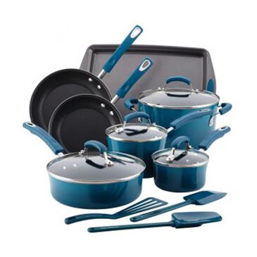 Rachael Ray 14-Piece Hard Enamel Nonstick Cookware Set, , large