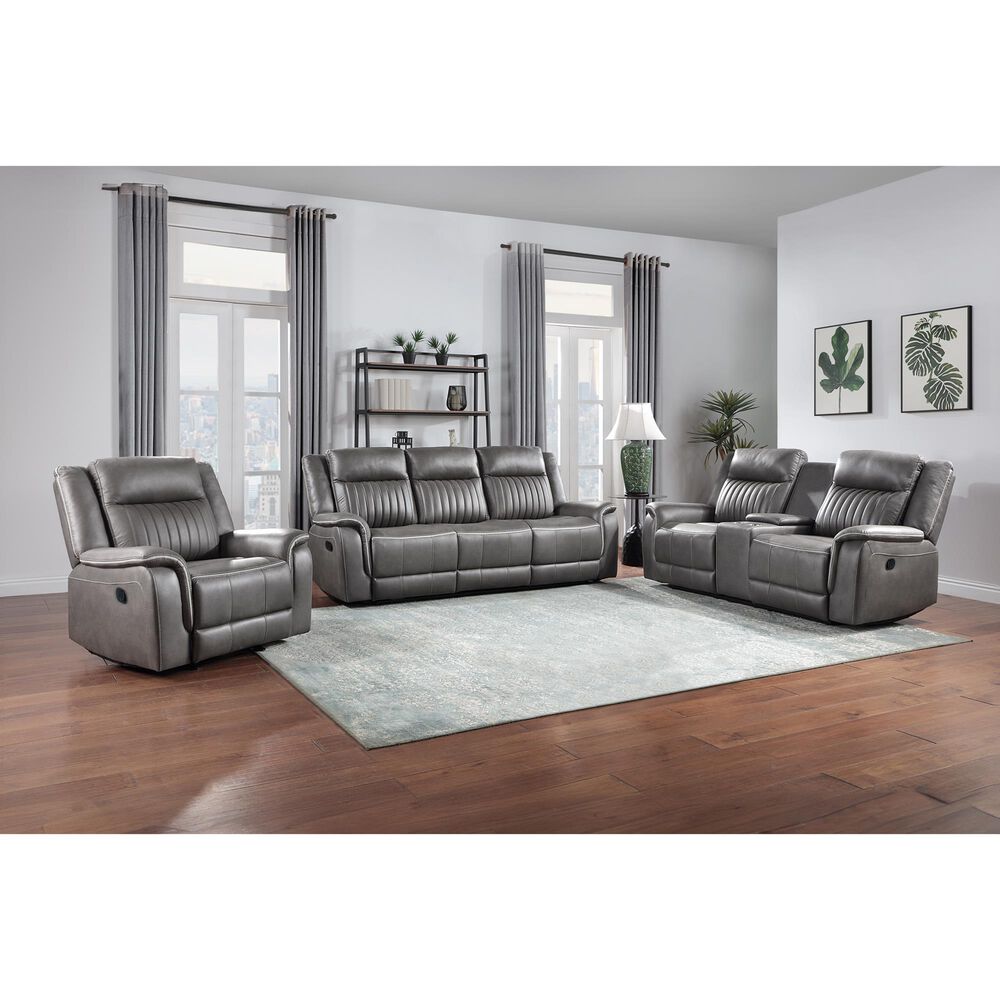 New Heritage Design Enzo Manual Reclining Sofa in Gray, , large