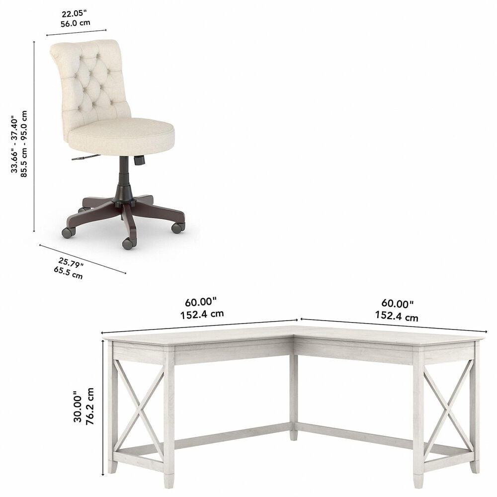 Bush Key West 2-Piece Desk Set with in Linen White Oak, , large