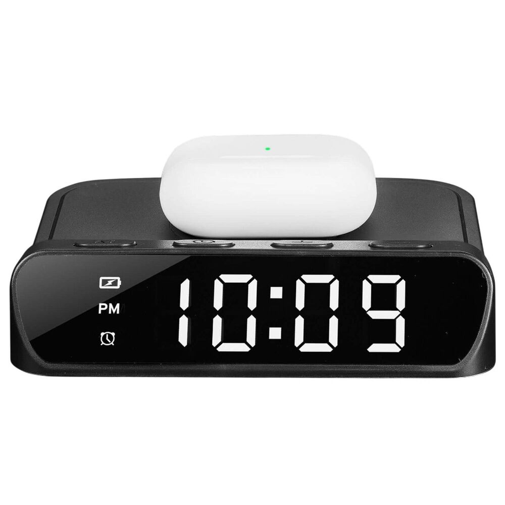 iHome Wireless Charging Alarm Clock in Black, , large