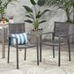 Hearth and Haven Outdoor Modern Aluminum Dining Chair with Dark Gray Rope Weave Seat in Gray (Set of 2), , large