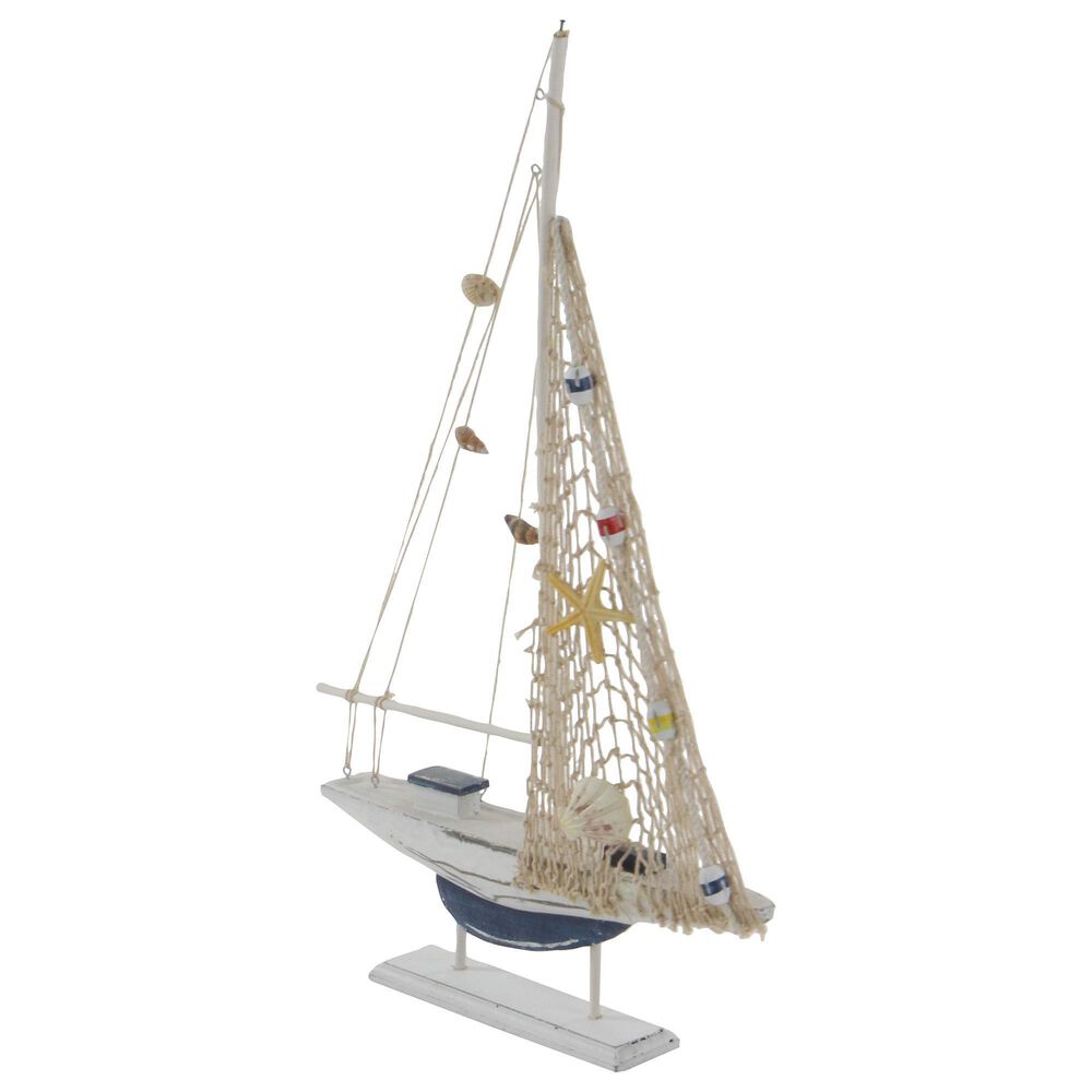 Maple and Jade 22&quot; Coastal Sail Boat Sculpture in Blue and White &#40;Set of 2&#41;, , large