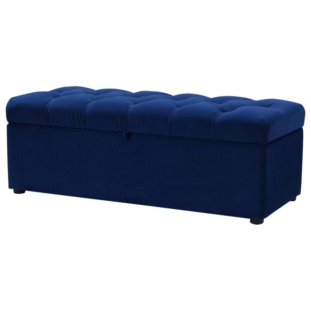 Jennifer Taylor Home Arlo Tufted Flip Top Storage Bench in Navy Blue, , large