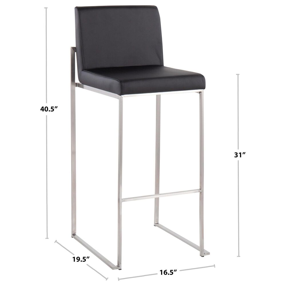 LumiSource Fuji Stackable Barstool with Camel Faux Leather in Stainless Steel (Set of 2), , large