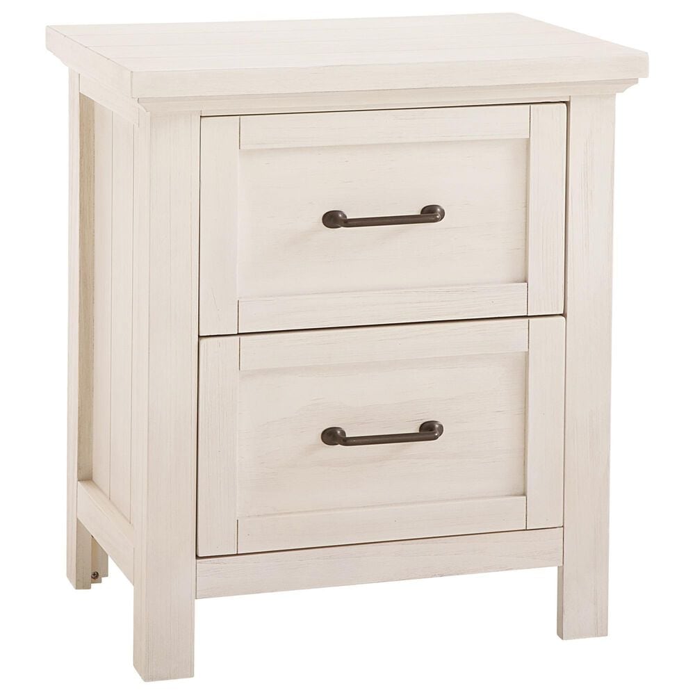 Eastern Shore Westfield Full Panel Platform Panel Bed and Nightstand in Brushed White, , large