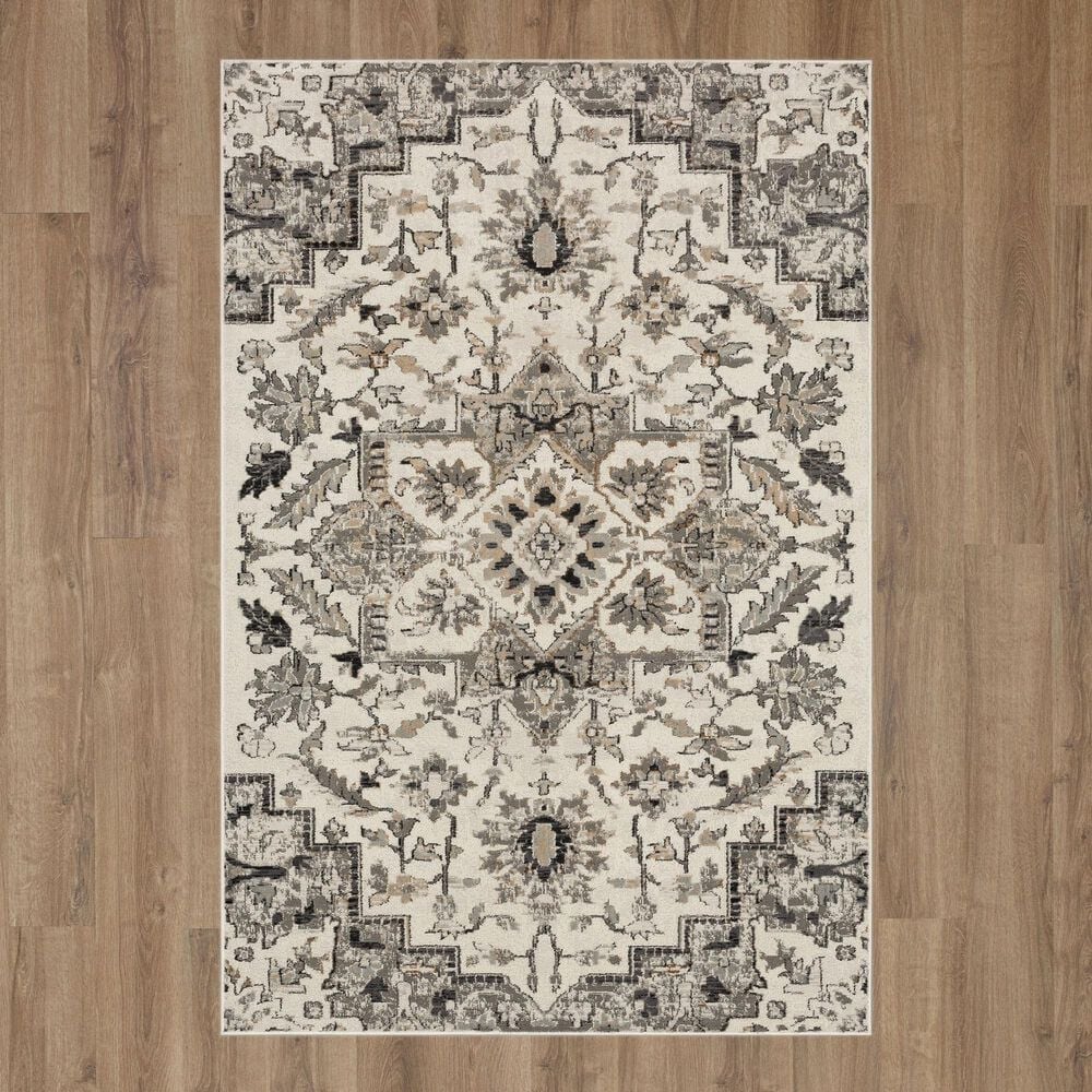 Karastan Cleo R1076 5&#39; 3&quot; X 8&#39; Light Grey Area Rug, , large