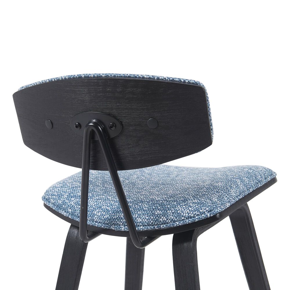 Armen Living Fox Counter Height Stool with Speckled Blue Upholstery in Black Brushed, , large