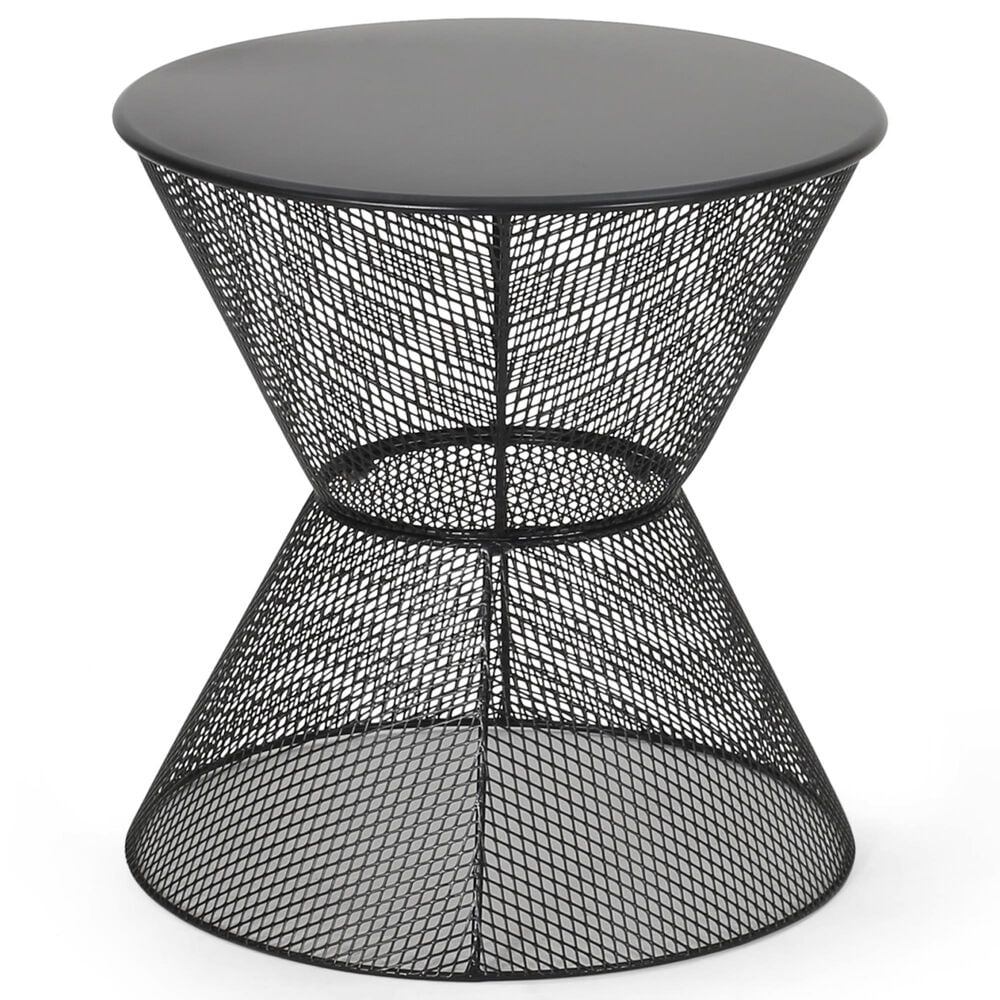 Hearth and Haven Nevada Round Patio Side Table in Matte Black, , large