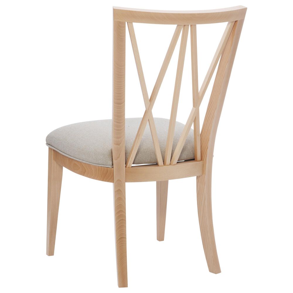 Linon Home Decor Bailey Side Chair with Beige Fabric Cushion Seat in Natural, , large
