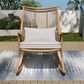 Hearth and Haven Outdoor Rocking Chair with Woven Backrest and Cushions in Light Gray, , large