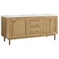 James Martin Vanities Laurent 72" Double Bathroom Vanity in Light Natural Oak with 3 cm White Zeus Quartz Top and Rectangular Sinks, , large
