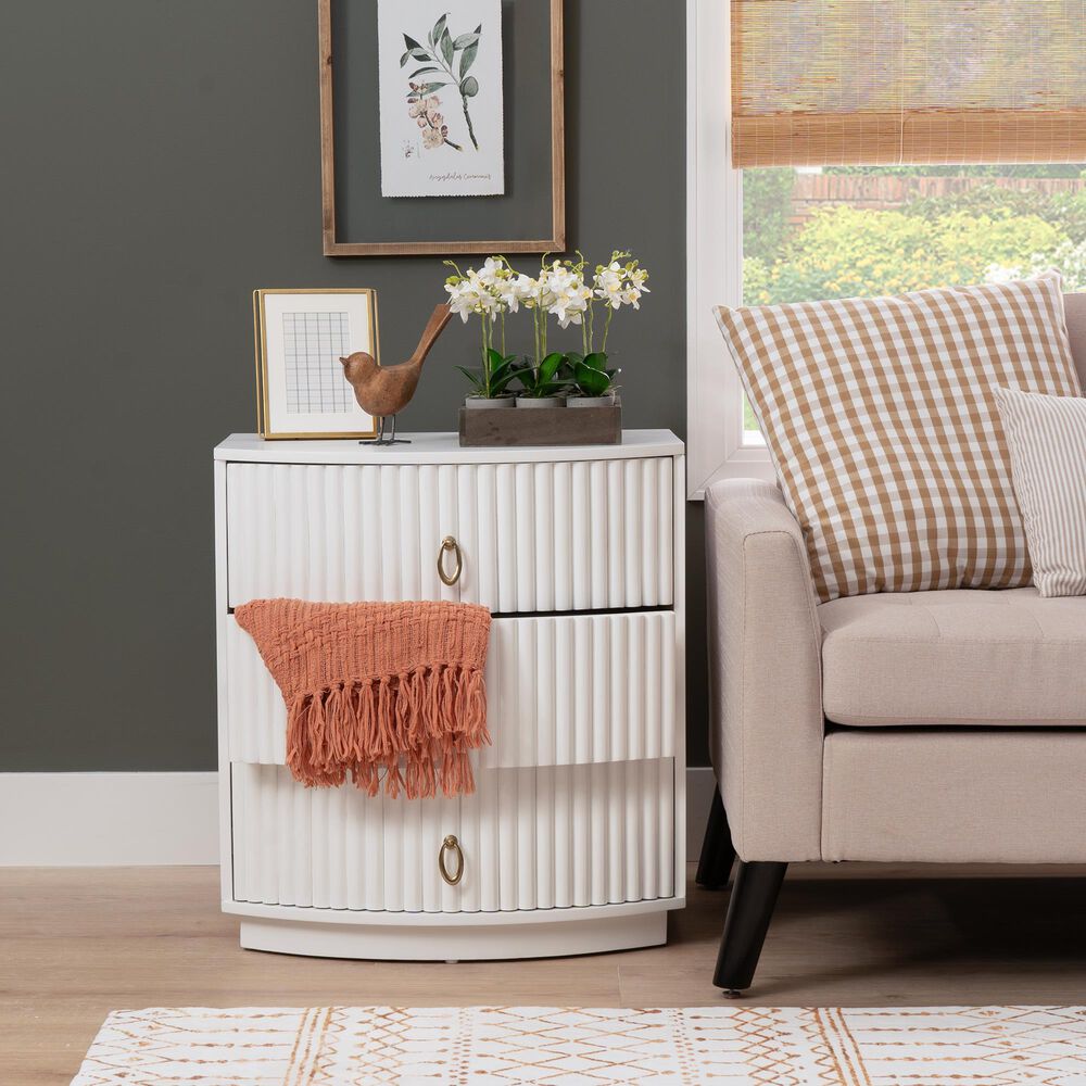 Linon Home Decor Chantel 3-Drawer Nightstand in White, , large