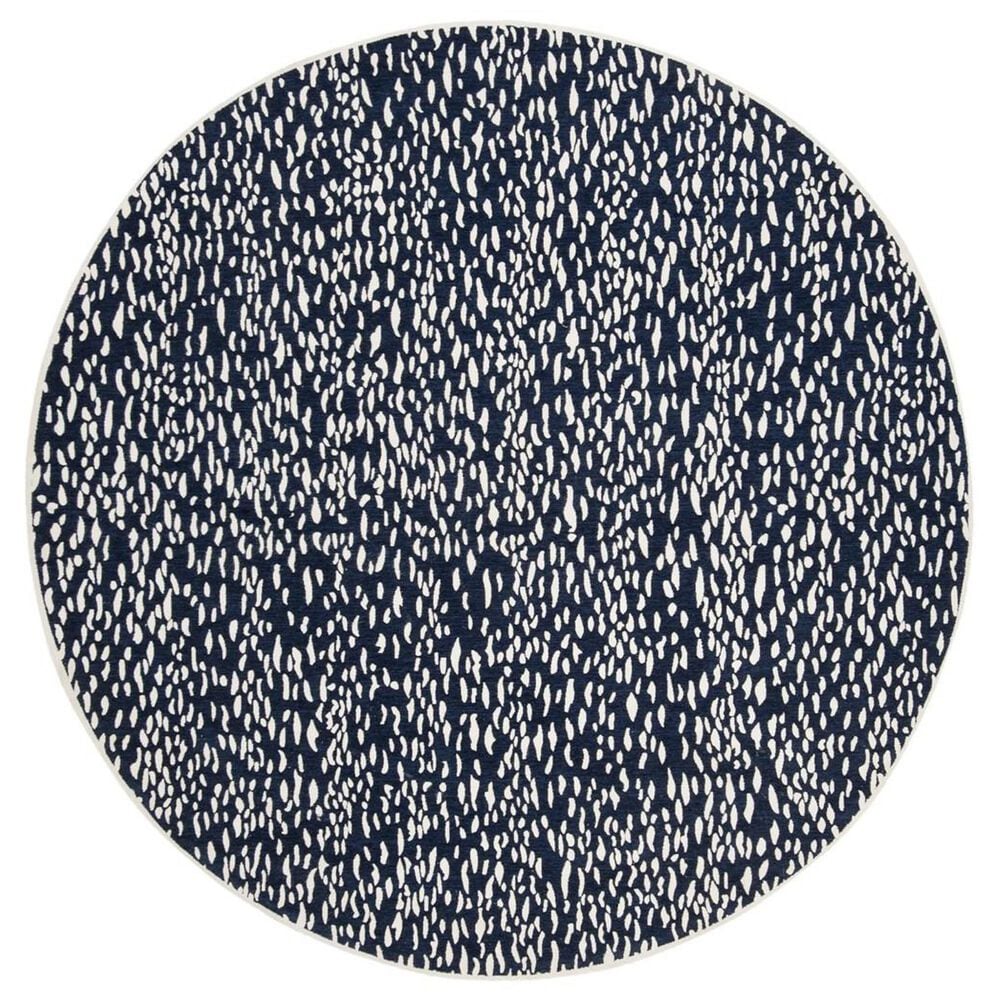 Safavieh Marbella 6" Round Navy Blue and Ivory Area Rug, , large