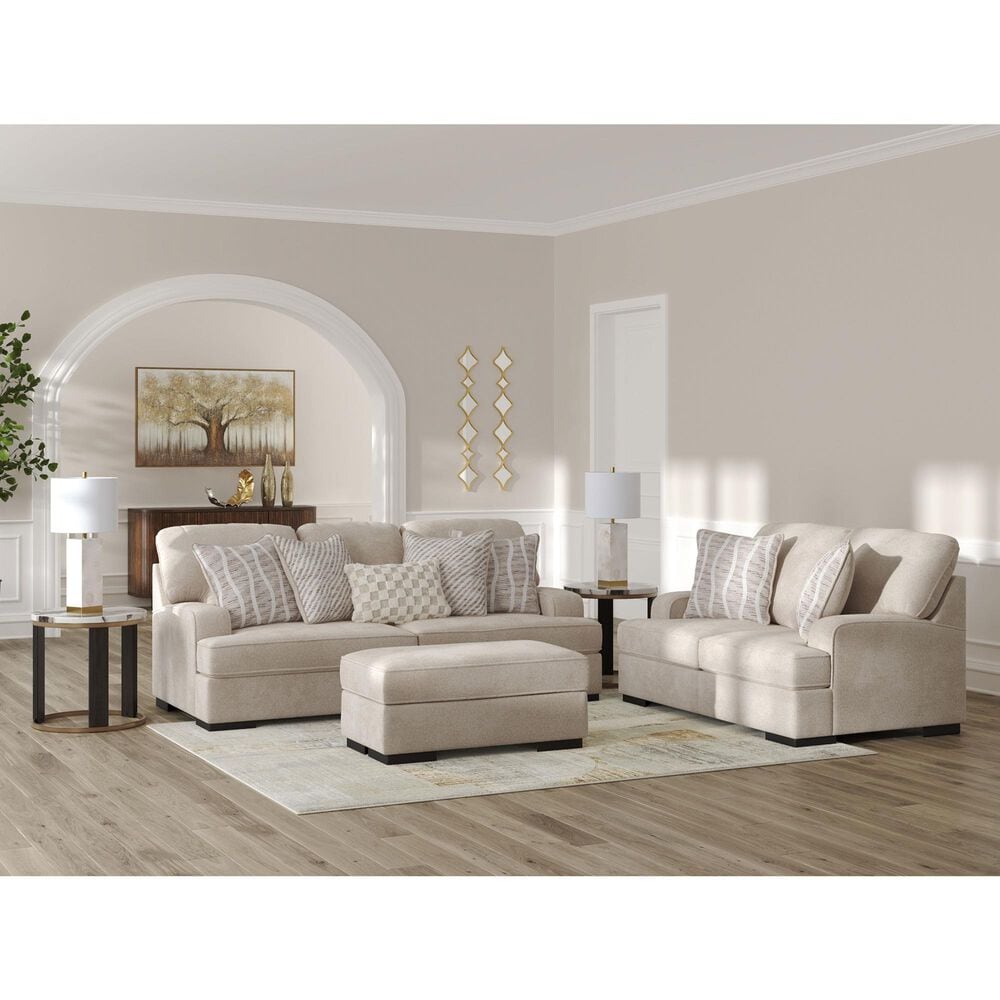 Ashley High Profile Stationary Sofa and Loveseat Set in Taupe, , large