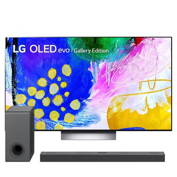 LG 77" Class G2 4K OLED evo UHD with HDR - Smart TV - Gallery Edition + 3.1.3 Channel Soundbar with Dolby Atmos and Apple Airplay 2 in Black, , large