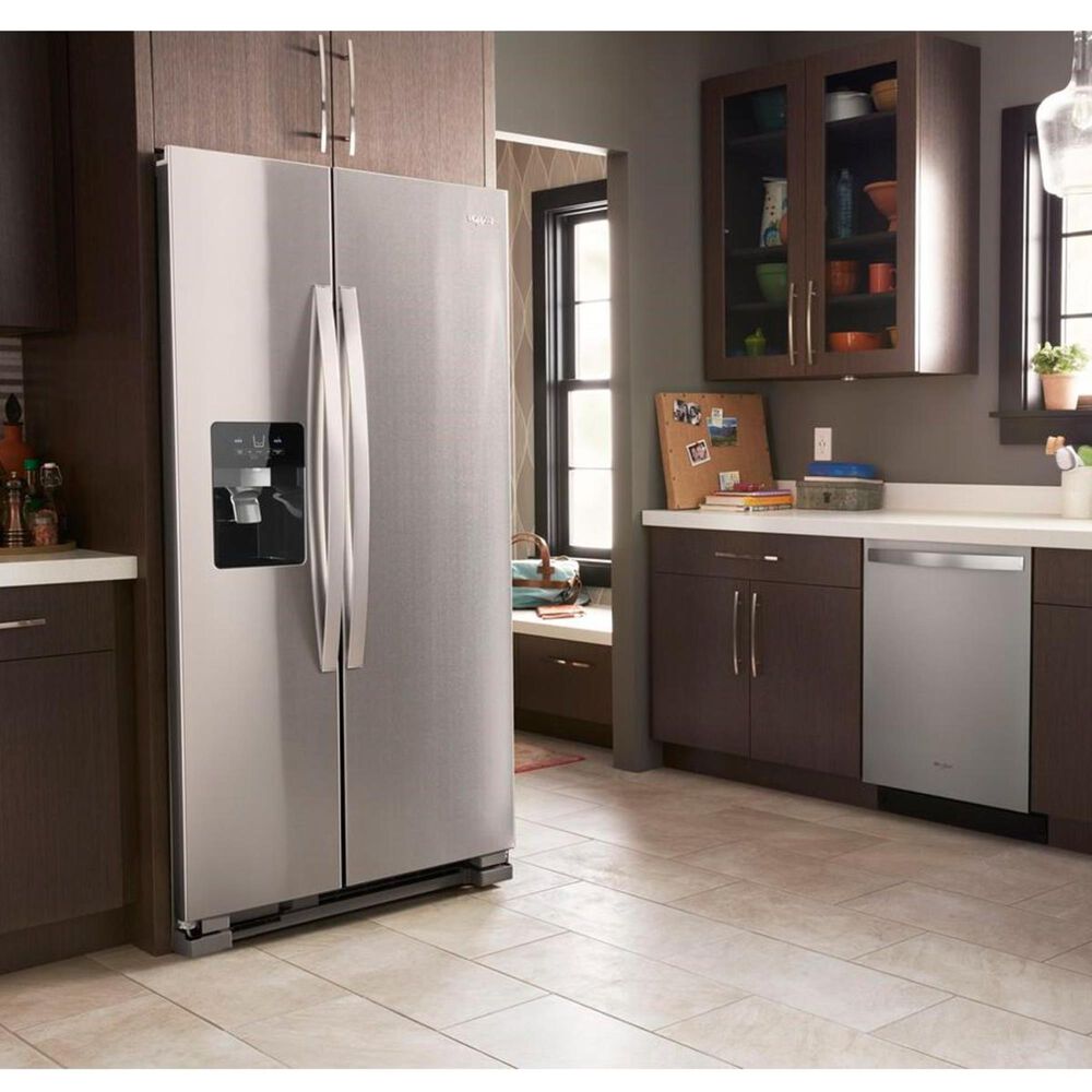 Whirlpool 24.5 Cu. Ft. 36&quot; Wide Side-by-Side Refrigerator in Fingerprint Resistant Stainless Steel, , large