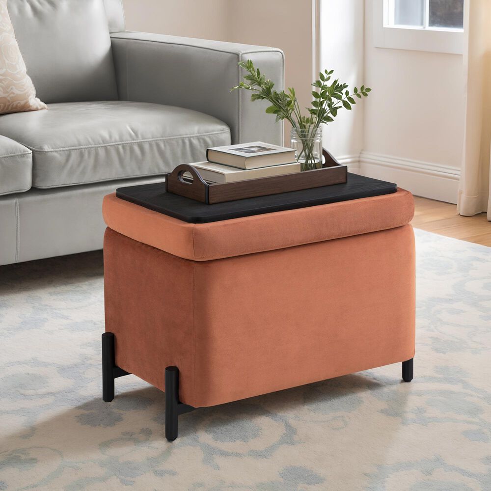 Lifestyle Solutions Kona Small Storage Ottoman in Rust, , large