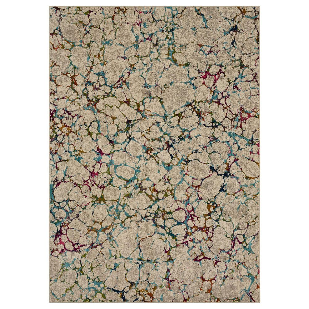 Karastan Meraki Libre 2"3" x 7"10" Oyster, Saffron, Wine and Sapphire Runner , , large