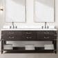 Lexora Home Norwalk 72" Double Bathroom Vanity in Brown Oak with White Cultured Marble Top  and Rectangle Sink, , large