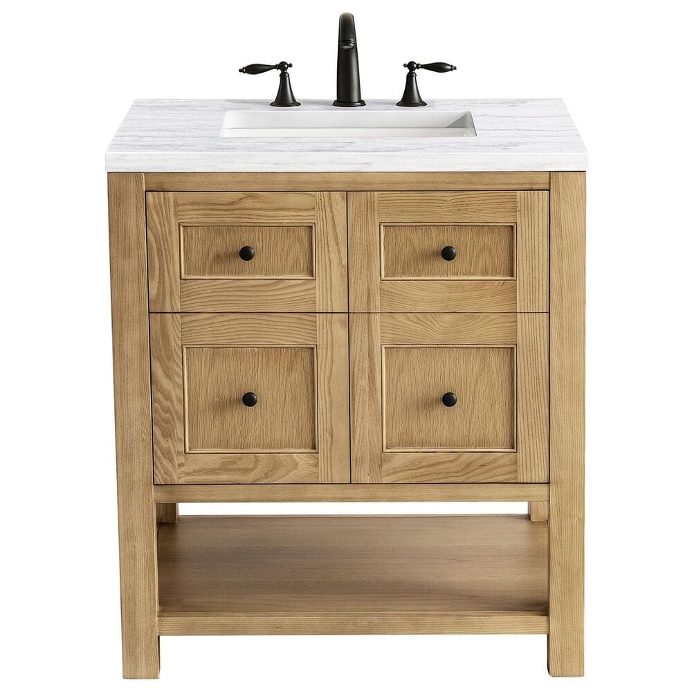 James Martin Vanities Breckenridge 30" Single Bathroom Vanity in Light Natural Oak with 3 cm Arctic Fall Solid Surface Top and Rectangular Sink, , large