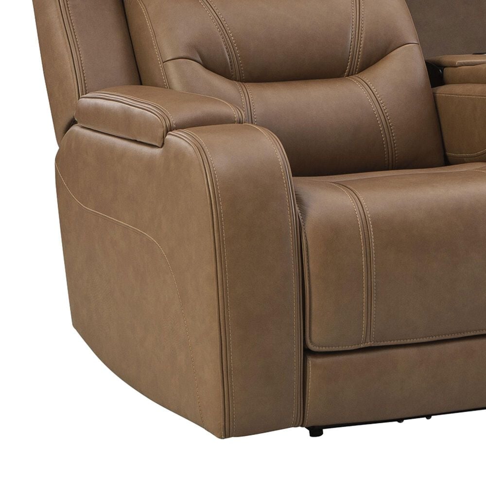 Ashley Knightington Power Reclining Sofa with Audio Seating in Caramel, , large