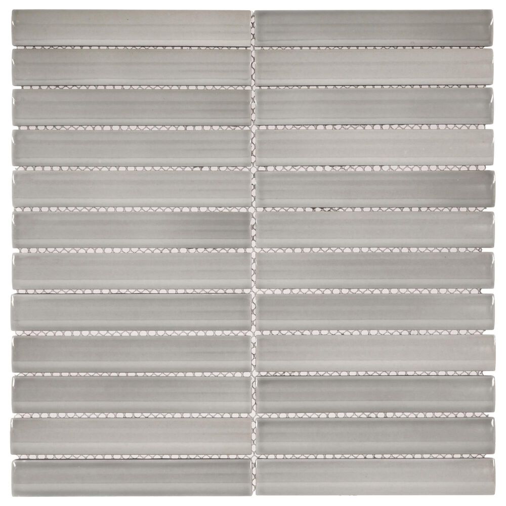 Dal-Tile Artefino Vintage Smokey Gray 1&quot; x 6&quot; Pencil Fluted on 11&quot; x 12&quot; Porcelain Mosaic Sheet, , large